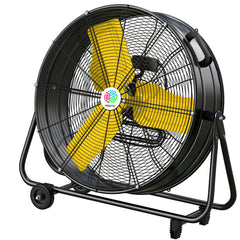 24 Inch Industrial drum Fan, 2-Speed High Velocity Floor Fan, Heavy Duty Metal Air Circulator, 360° Swivel with Caster Handle For Patios, Warehouses, Commercial, Factories and Workshops