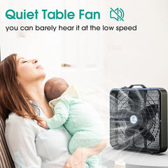 20 Inch Box Fan, Three Speeds Window Table Cooling Fan, Strong Wind, Quiet Operation Work Fan for Home, Bedroom, Office, and Outdoor Travel Box Fan for Full-Force Air Circulation