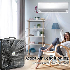 20 Inch Box Fan, Three Speeds Window Table Cooling Fan, Strong Wind, Quiet Operation Work Fan for Home, Bedroom, Office, and Outdoor Travel Box Fan for Full-Force Air Circulation