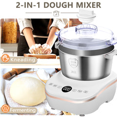 Electric Dough Maker, 5.2 Quarts, 304 Stainless Steel Bowl, Portable Lightweight Electric Kitchen Mixer for Daily Use with Ferment Function for Pizza, Bread, Toast, Pasta, and cookies