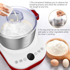 Electric Dough Mixer with Ferment Function, 7L(7.3QT) Dough Maker Machine with 304 Stainless Steel Bowl, Microcomputer Timing, Household Flour Kneading Machine for Pizza Bread