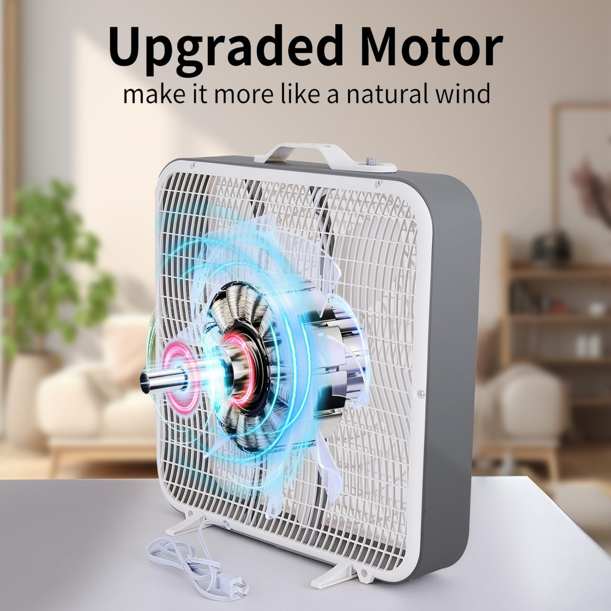 20 Inch Box Fan, Three Speeds Window Table Cooling Fan, Strong Wind, Quiet Operation Work Fan for Home, Bedroom, Office, and Outdoor Travel Box Fan for Full-Force Air Circulation