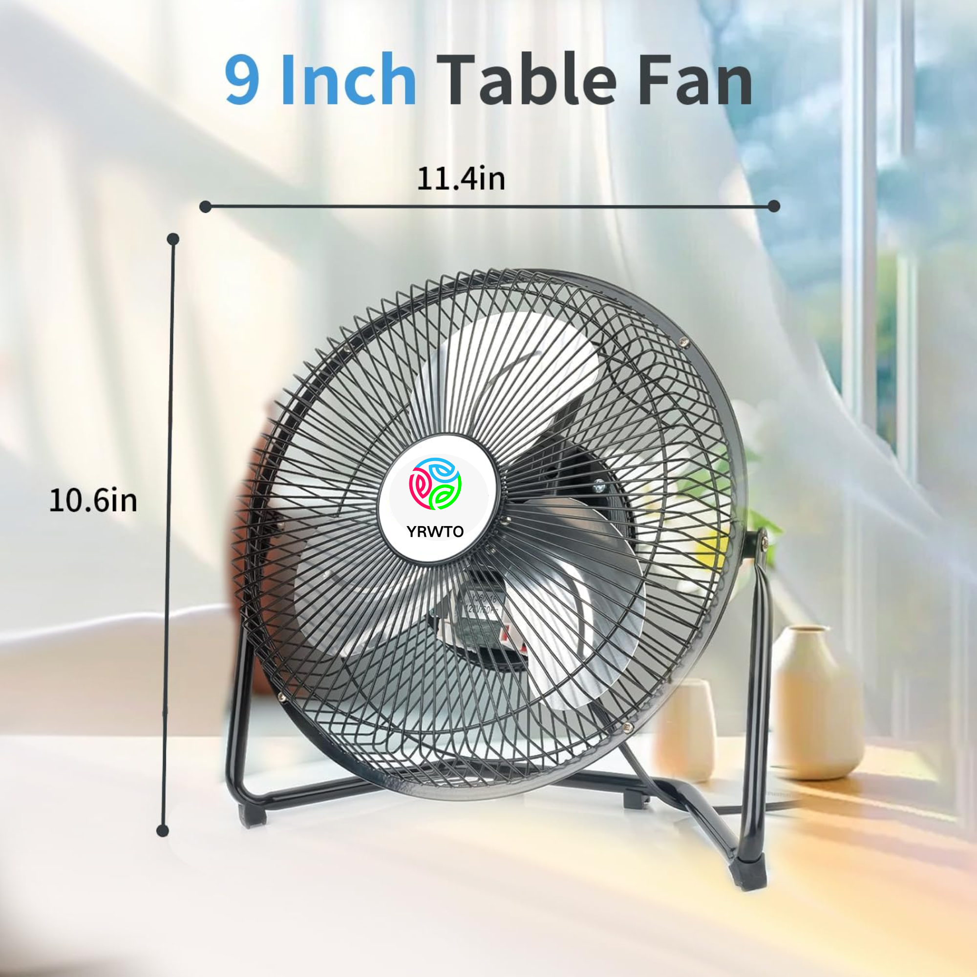 9 Inch Floor Fan, 3 Speed Stainless Steel Industrial Fan, High Velocity Floor Fan with 180° Adjustable Tilt, Portable Quiet Table Fan for Home Bedroom Living Room Office