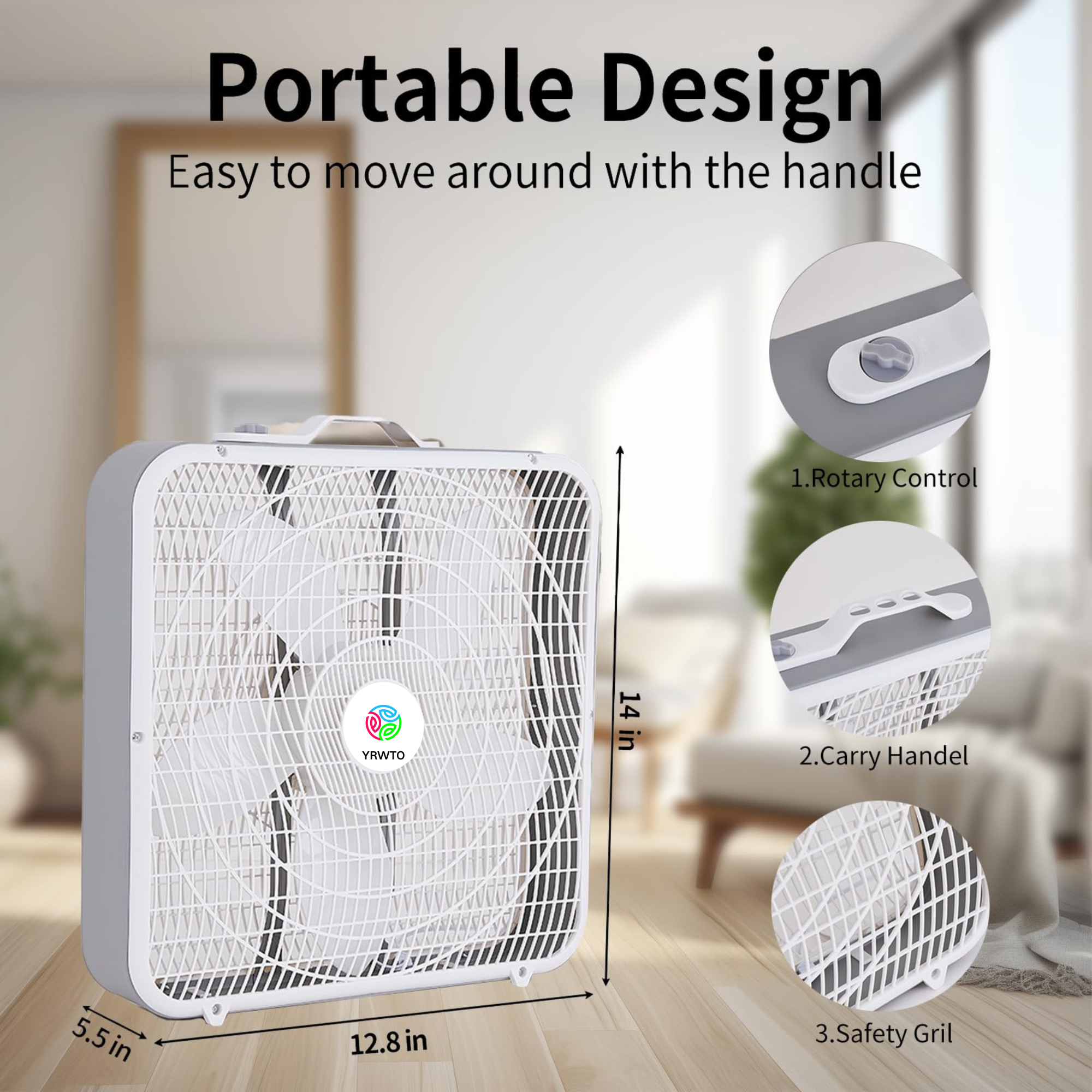 20 Inch Box Fan, Three Speeds Window Table Cooling Fan, Strong Wind, Quiet Operation Work Fan for Home, Bedroom, Office, and Outdoor Travel Box Fan for Full-Force Air Circulation