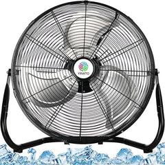 Floor Fan, 14 inch Portable Metal Fan, 3-Speed High Velocity Floor Fan, 180 Degree Adjustable Tilt Stainless Steel Industrial Fan, Portable Quiet Fan for Home, Office, Bedroom, Living Room